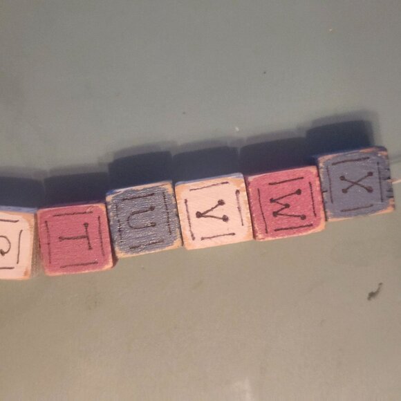 Handmade Wooden Alphabet Letter Block Garland Necklace with Ragdoll Boy & Girl - Picture 6 of 8